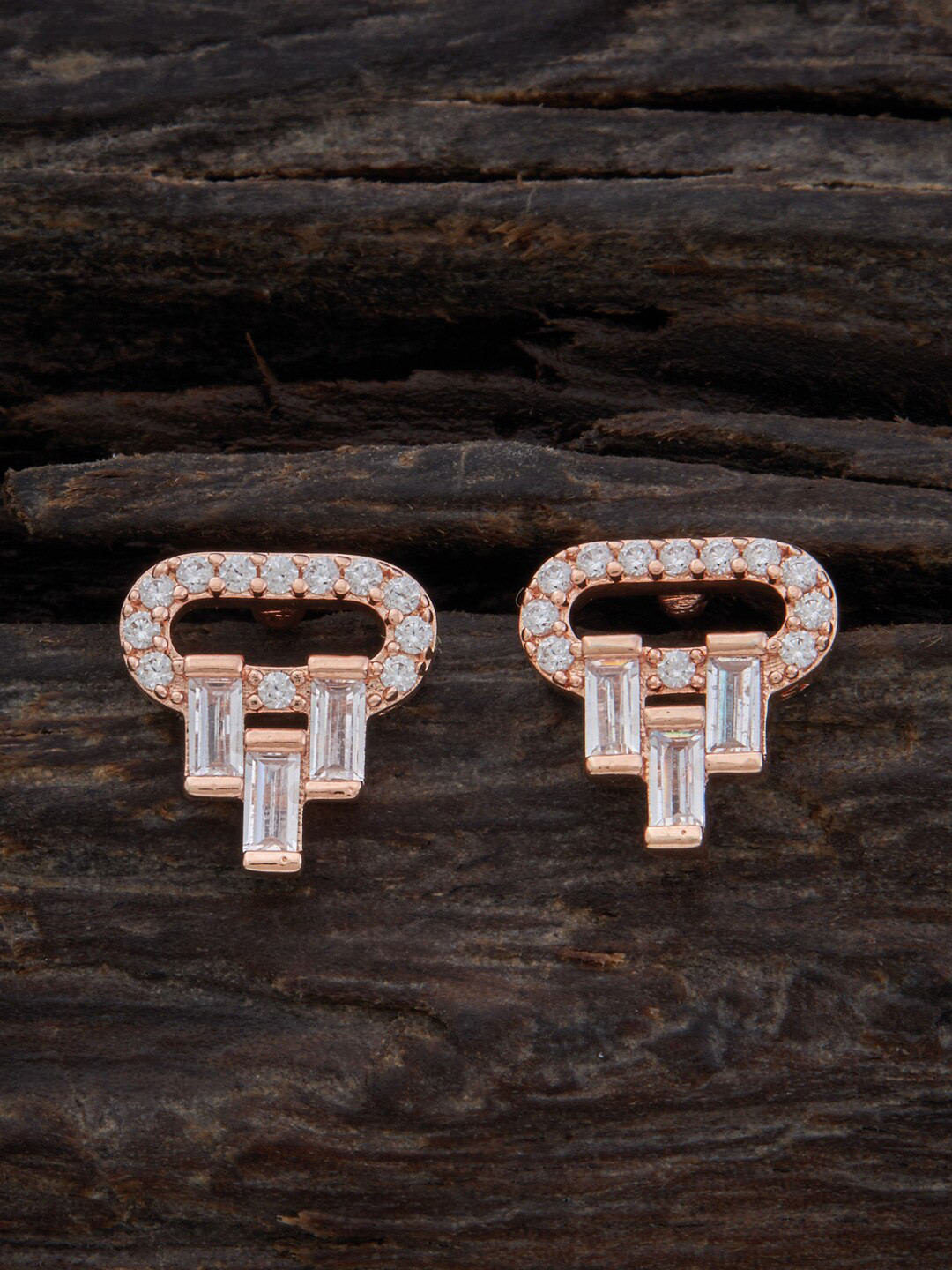 

Kushal's Fashion Jewellery Rose Gold Plated Contemporary Zircon Studs Earrings