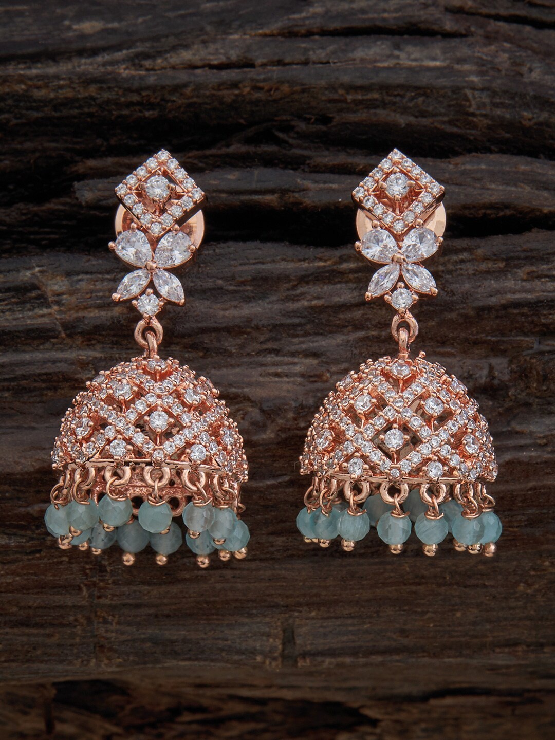 

Kushal's Fashion Jewellery Rose Gold Plated Dome Shaped Jhumkas