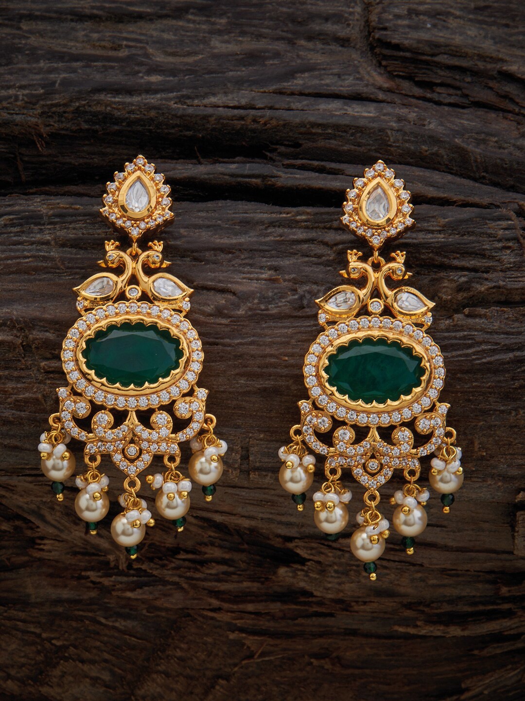 

Kushal's Fashion Jewellery Gold-Plated Contemporary Chandbalis Earrings