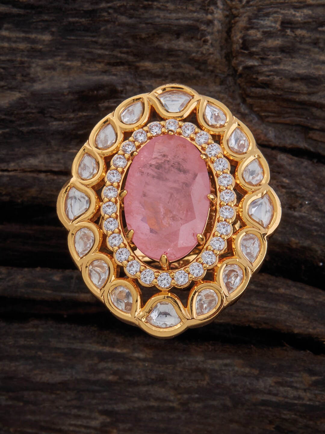 

Kushal's Fashion Jewellery Gold-Plated Kundan-Studded Finger Ring