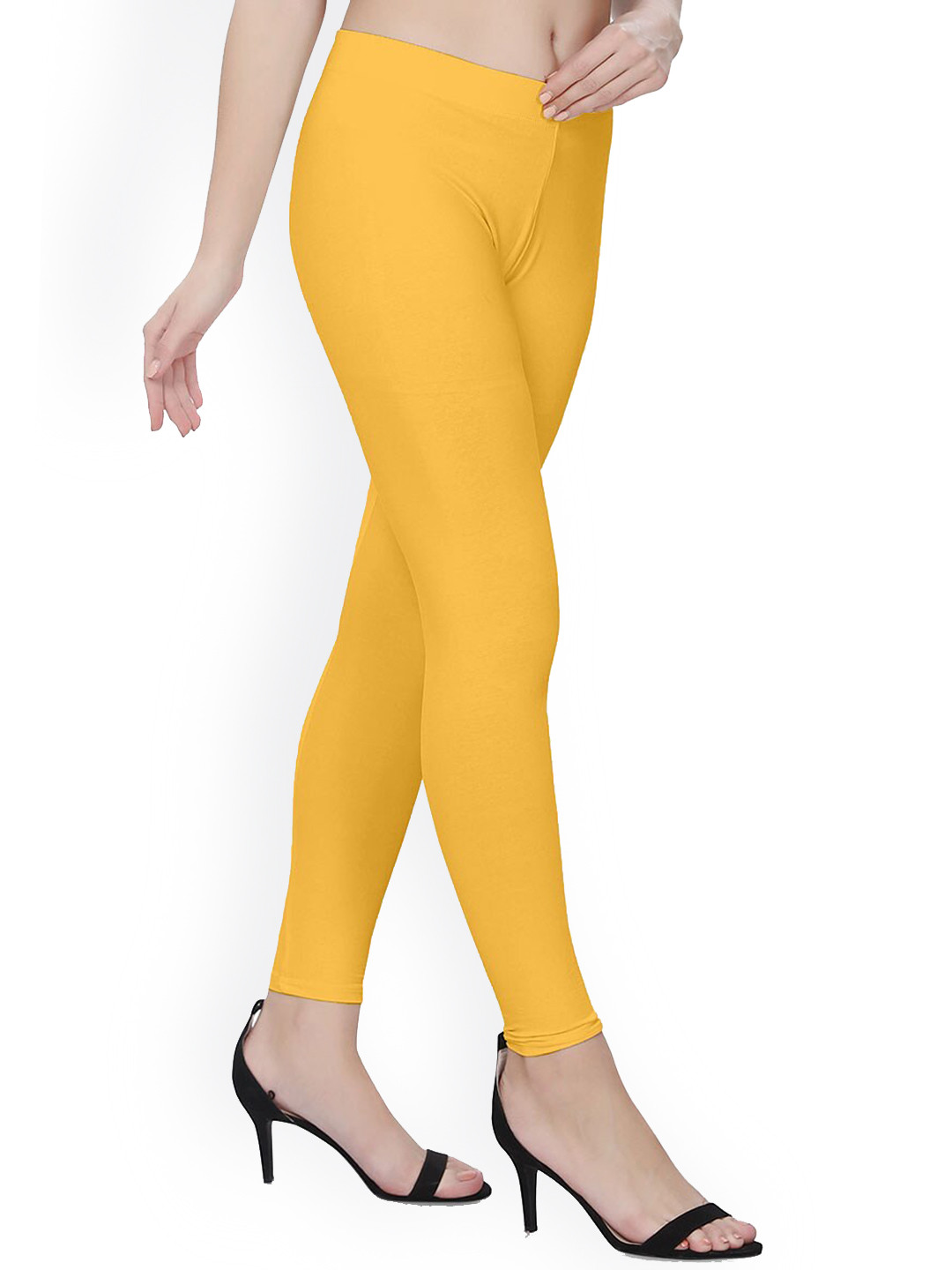 

TITTLI Women 4-Way Stretchable Ankle-Length Leggings, Yellow
