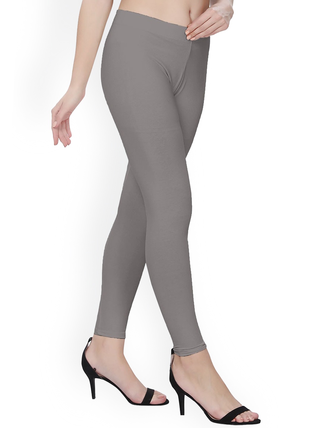 

TITTLI Women 4-Way Stretchable Ankle-Length Leggings, Grey