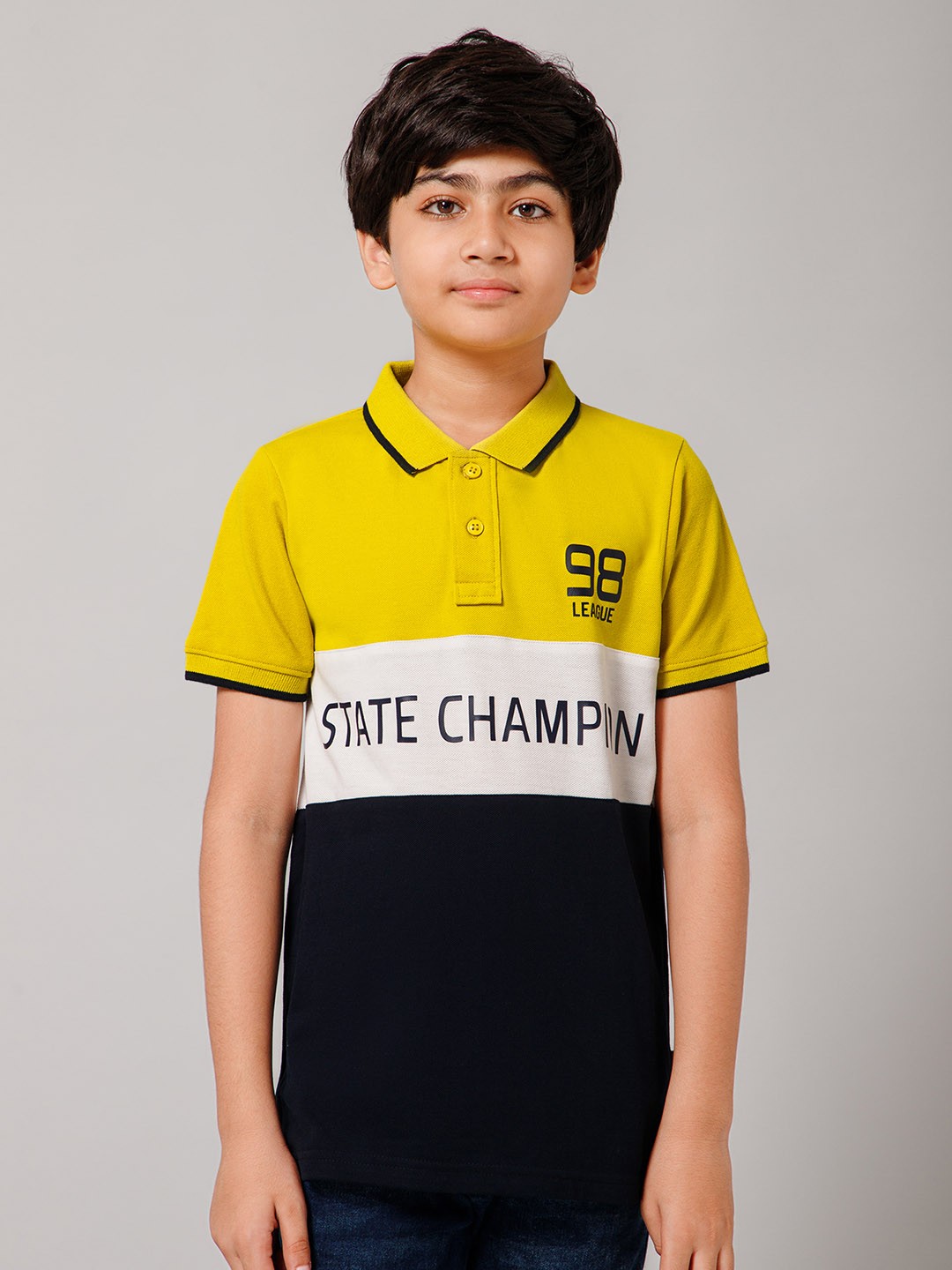 

Provogue Boys Colourblocked Polo Collar Cotton T-shirt, Mustard