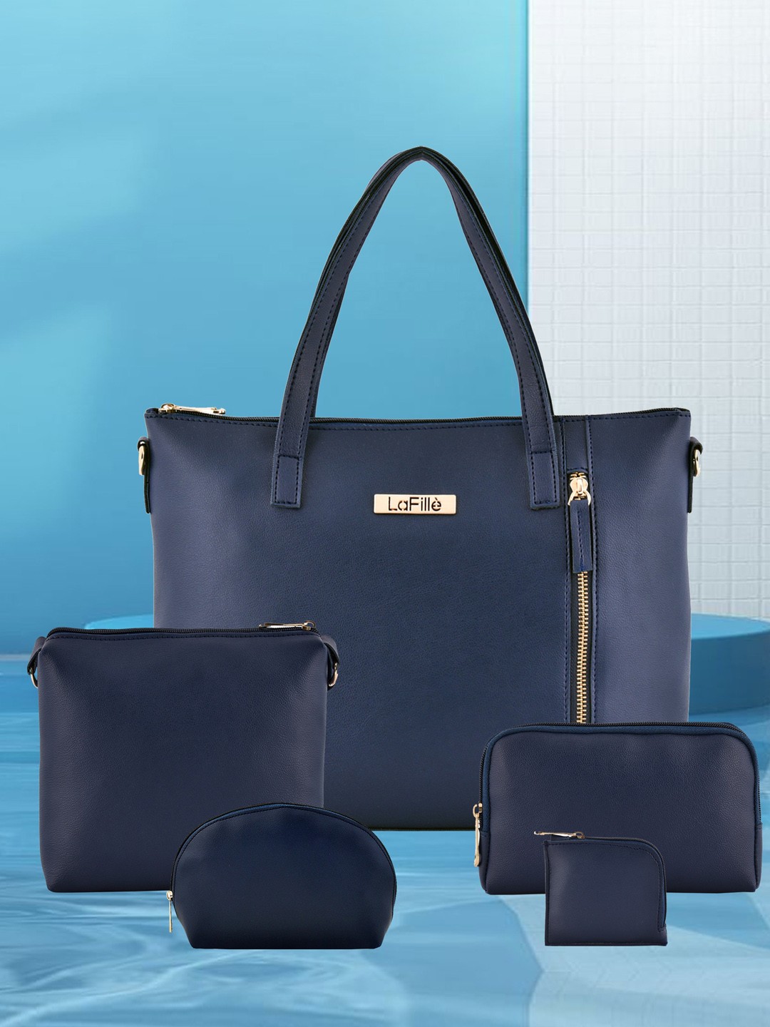 

LaFille Set Of 5 Oversized Shopper Shoulder Bag, Blue