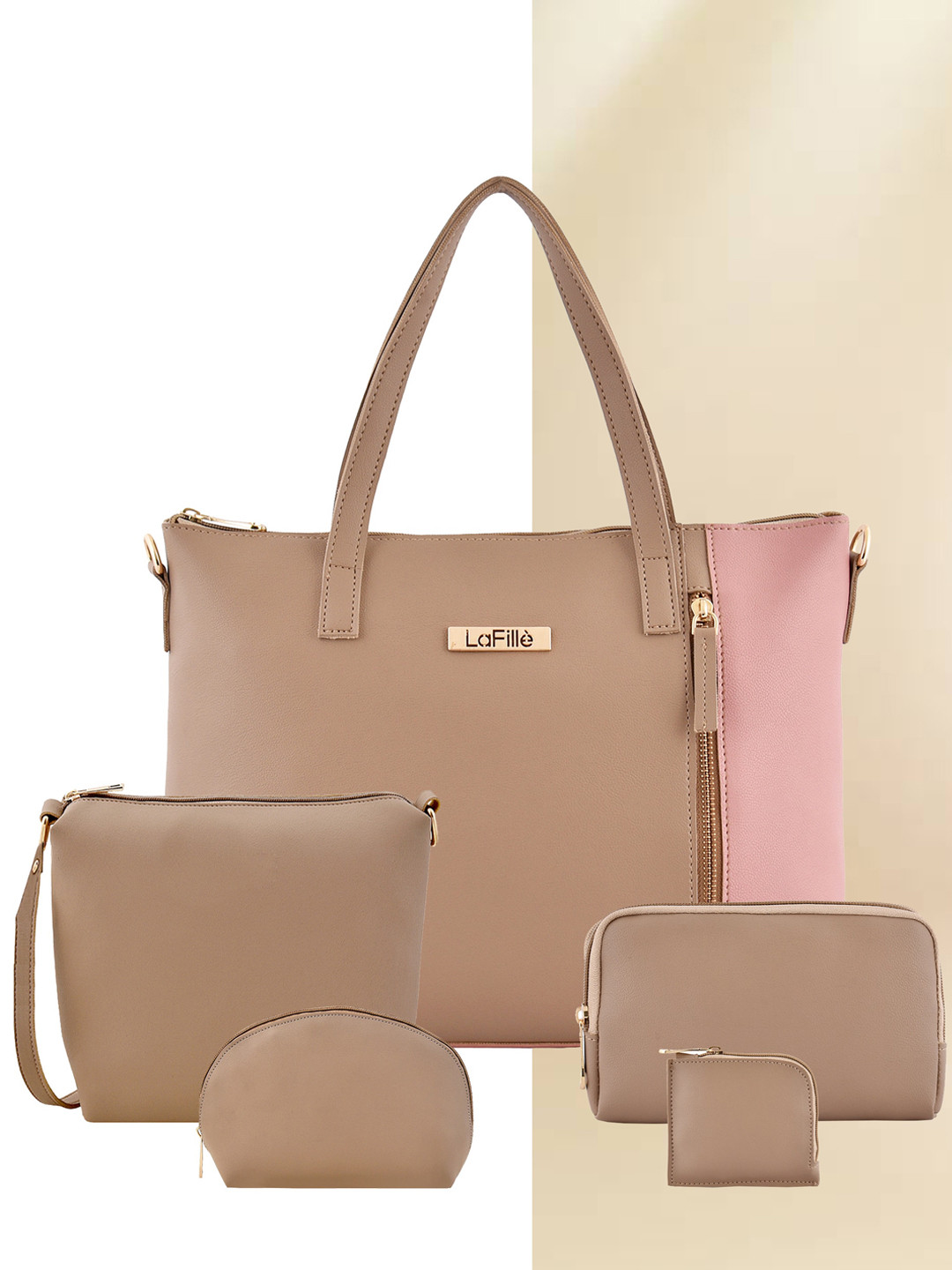 

LaFille Set Of 5 Structured Shoulder Bag, Beige