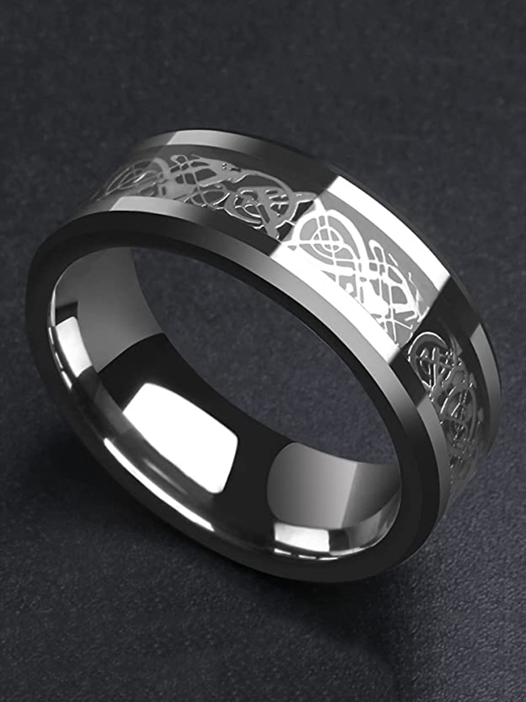 

VIEN Silver-Plated Celtic Dragon Stainless Steel Ring