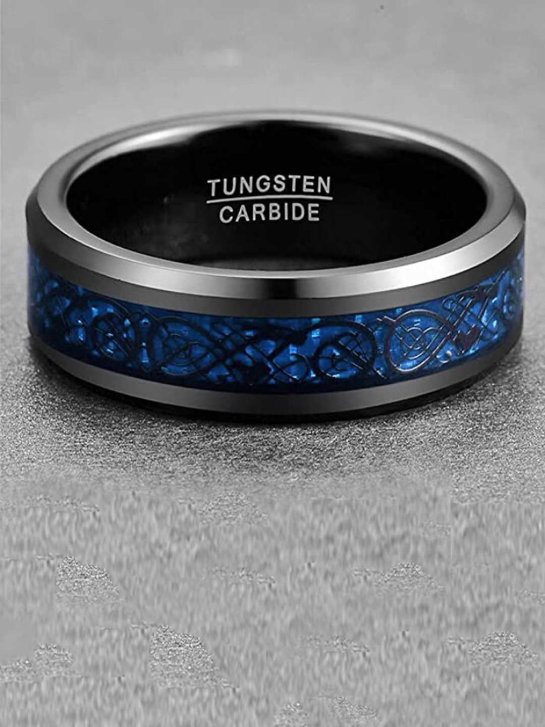 

VIEN Stainless Steel Inlay Edge Band Finger Ring, Black
