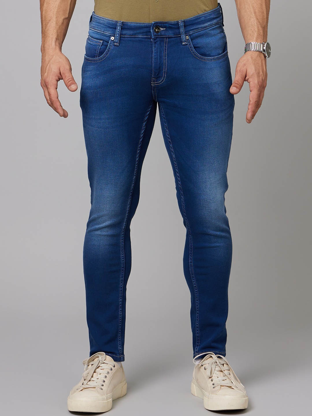 

Celio Men Mid-Rise Jean Slim Fit Clean Look Heavy Fade Jeans, Blue
