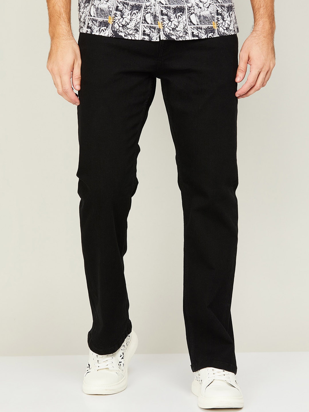 

Forca by Lifestyle Men Mid-Rise No Fade Cotton Jeans, Black