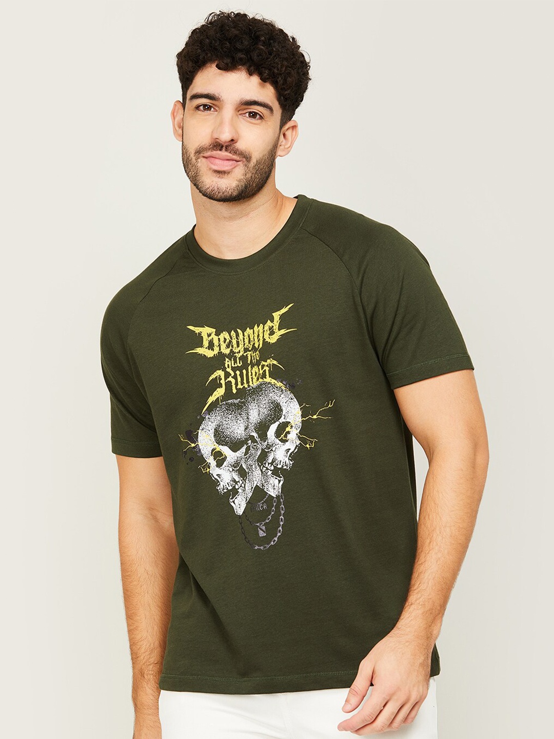 

Forca by Lifestyle Grapgic Printed Cotton Slim Fit T-shirt, Green