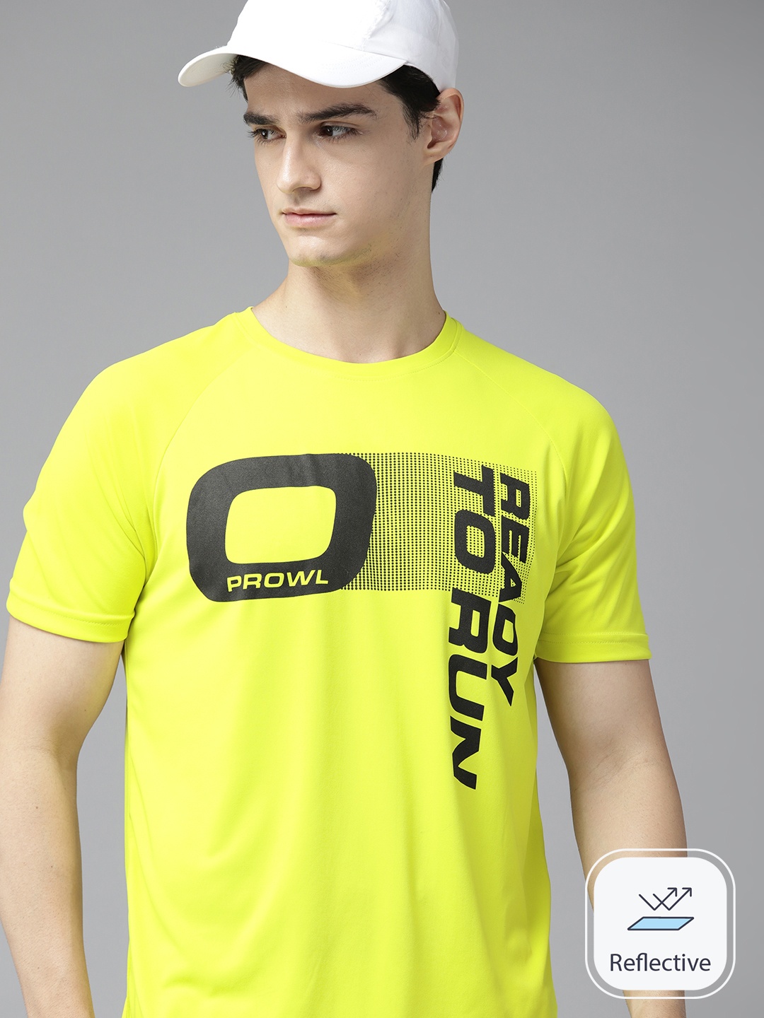 

Prowl Men Brand Logo Printed Running T-shirt, Fluorescent green