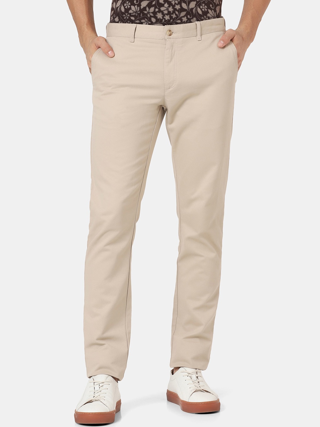

Blackberrys Men Mid Rise Slim Fit Chinos Trousers, Cream
