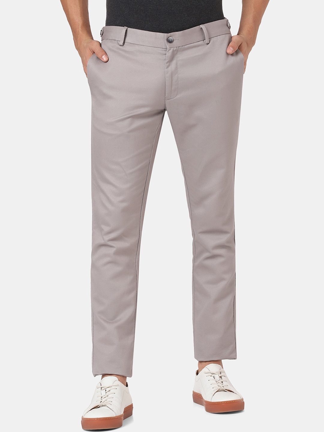 

Blackberrys Men Mid-Rise Slim Fit Cotton Chinos, Grey
