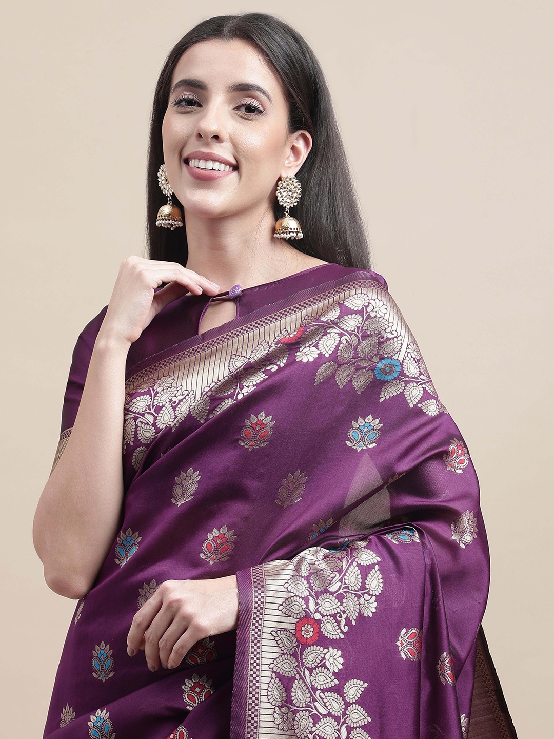 

Sangria Woven Design Kanjivaram Silk Saree, Purple