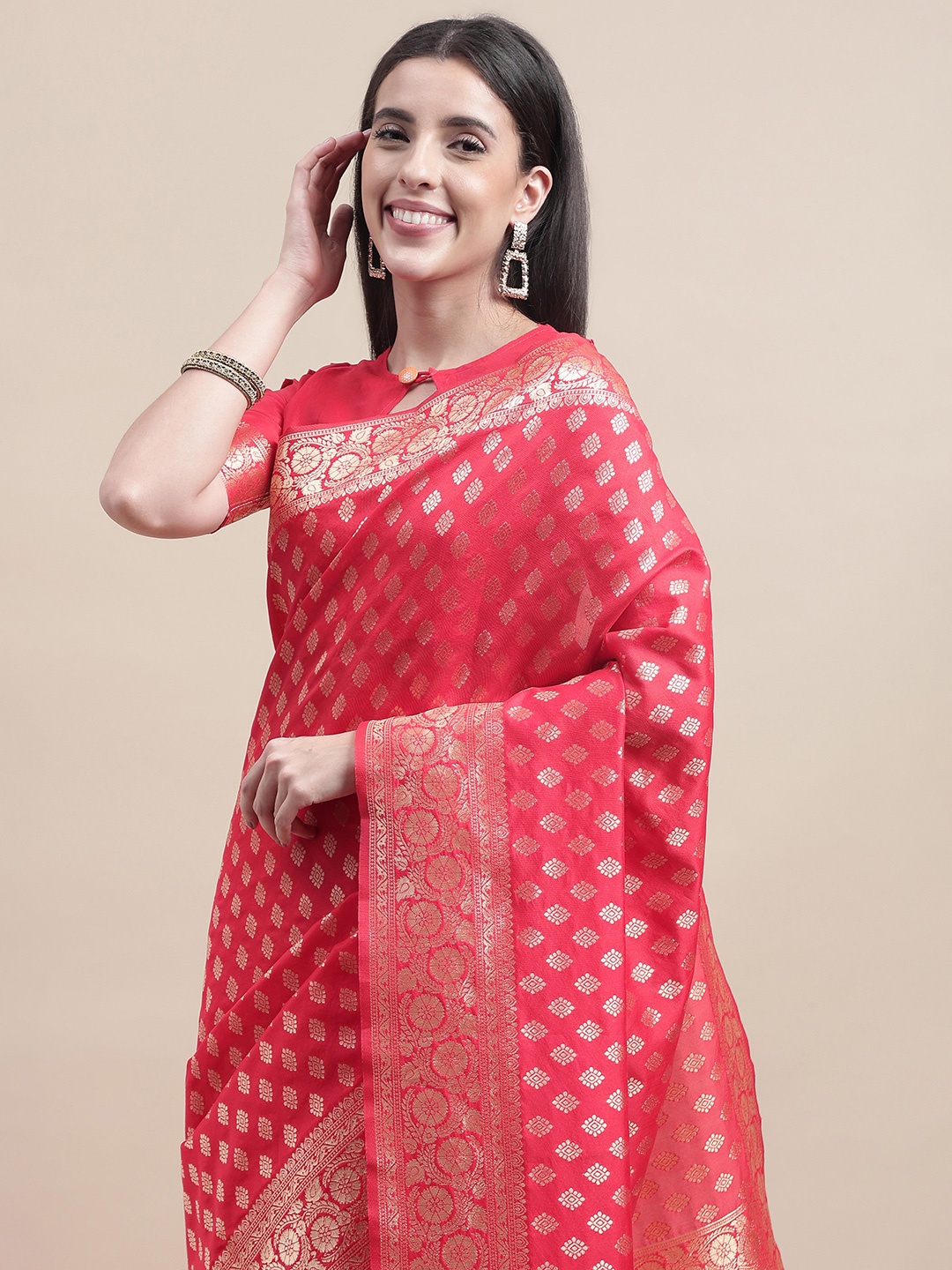 

Sangria Woven Design Zari Banarasi Saree, Pink