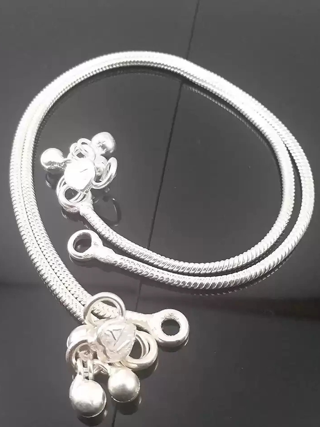 

RUHI COLLECTION Set Of 3 Silver-Plated Beaded Anklets