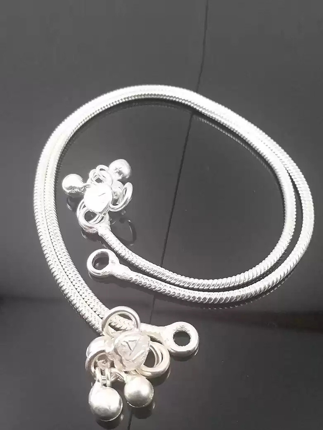 

RUHI COLLECTION Set Of 3 Silver-Plated Beaded Anklets