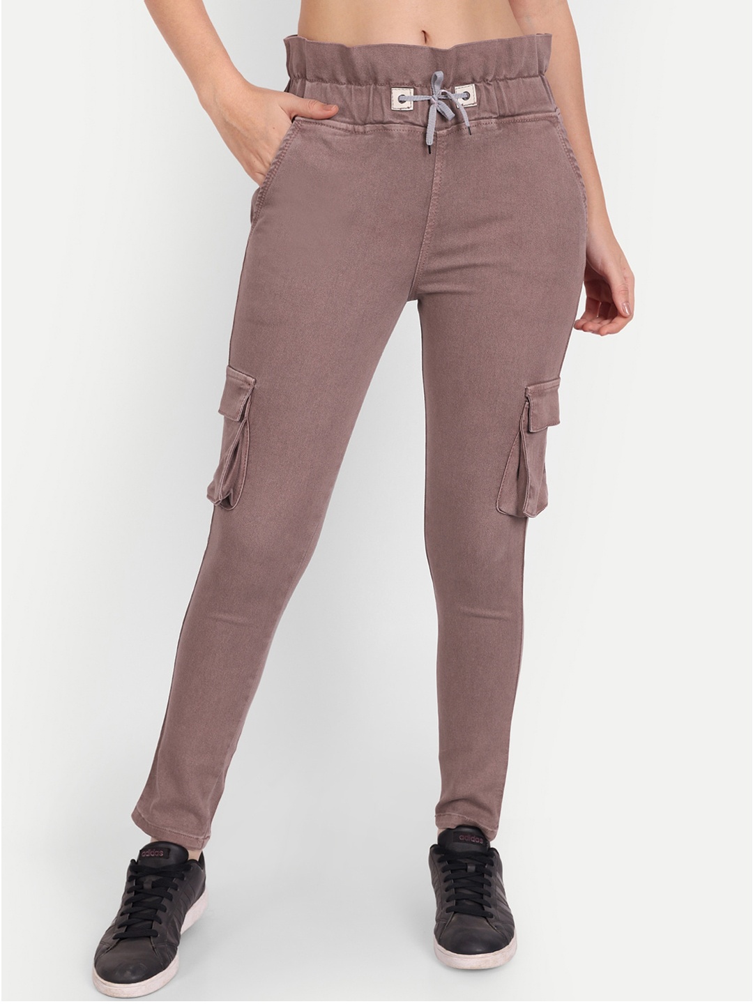 

BAESD Women Slim fit Cargos Trousers, Brown