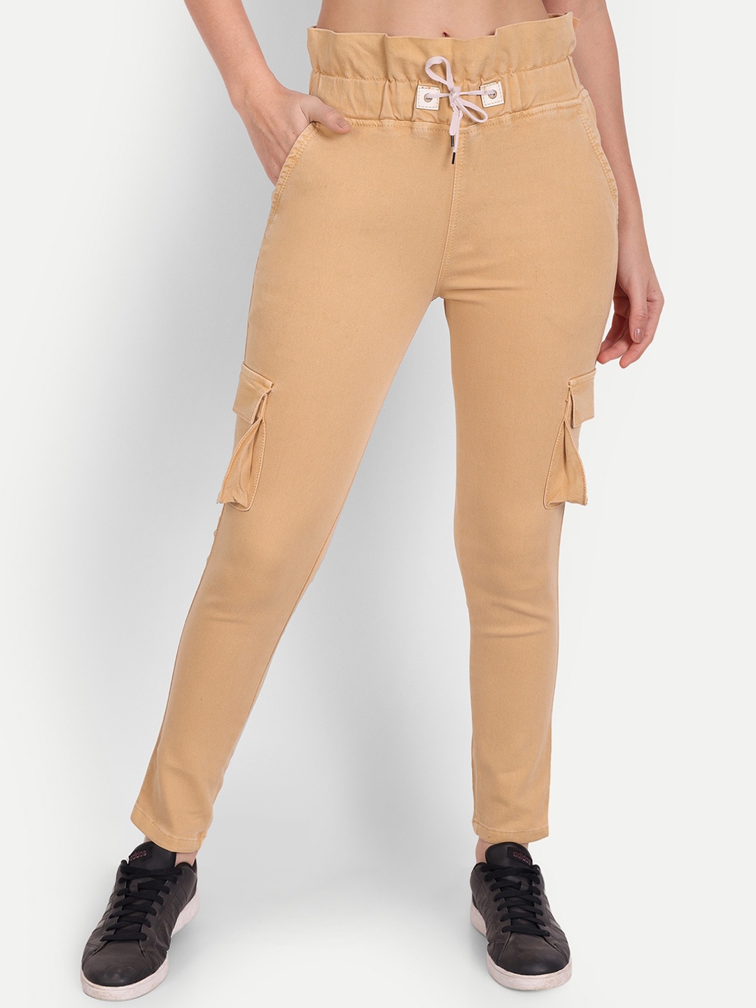 

BAESD Women Slim fit Cargos Trousers, Beige