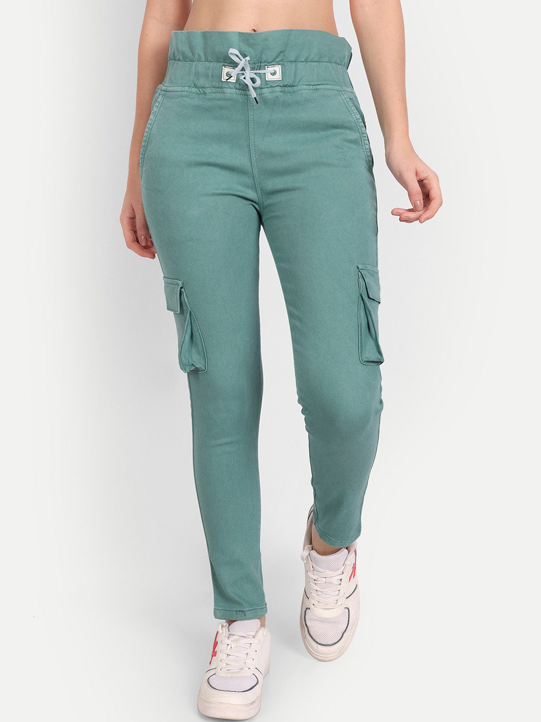 

BAESD Women Slim fit Cargos Trousers, Green