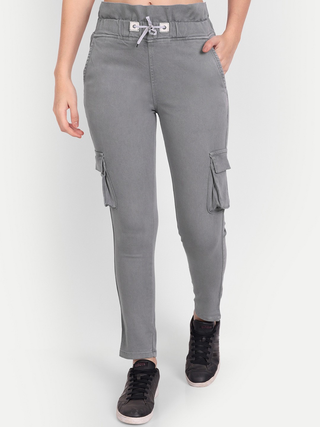 

BAESD Women Slim fit Cargos Trousers, Grey