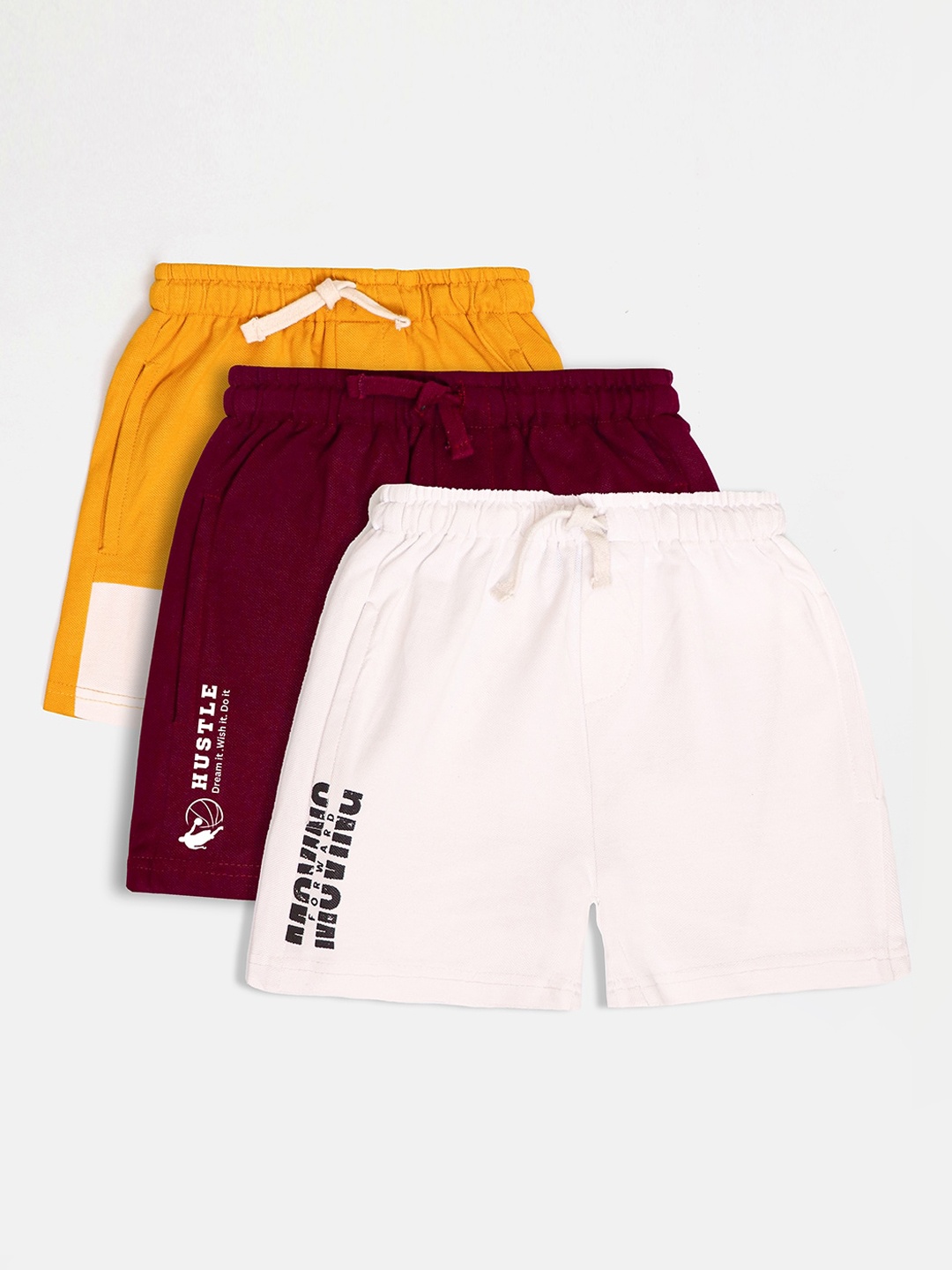 

Whistle & Hops Boys Pack Of 3 Pure Cotton Shorts, Maroon