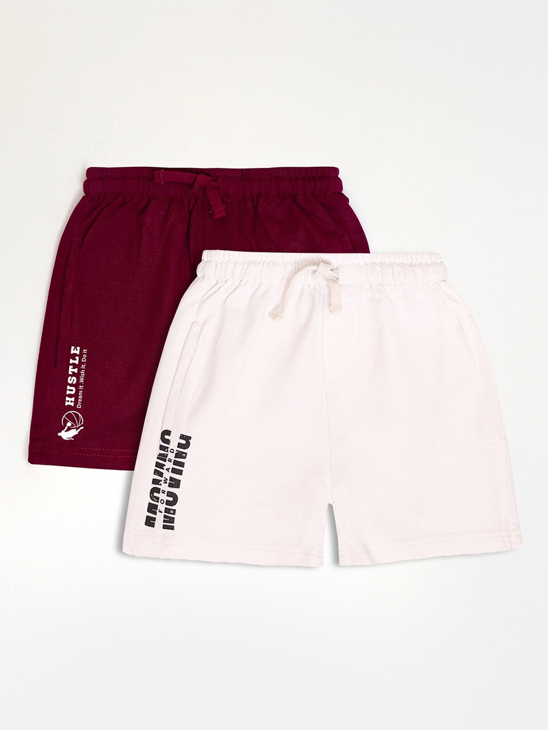 

Whistle & Hops Boys Pack Of 2 Pure Cotton Shorts, Maroon