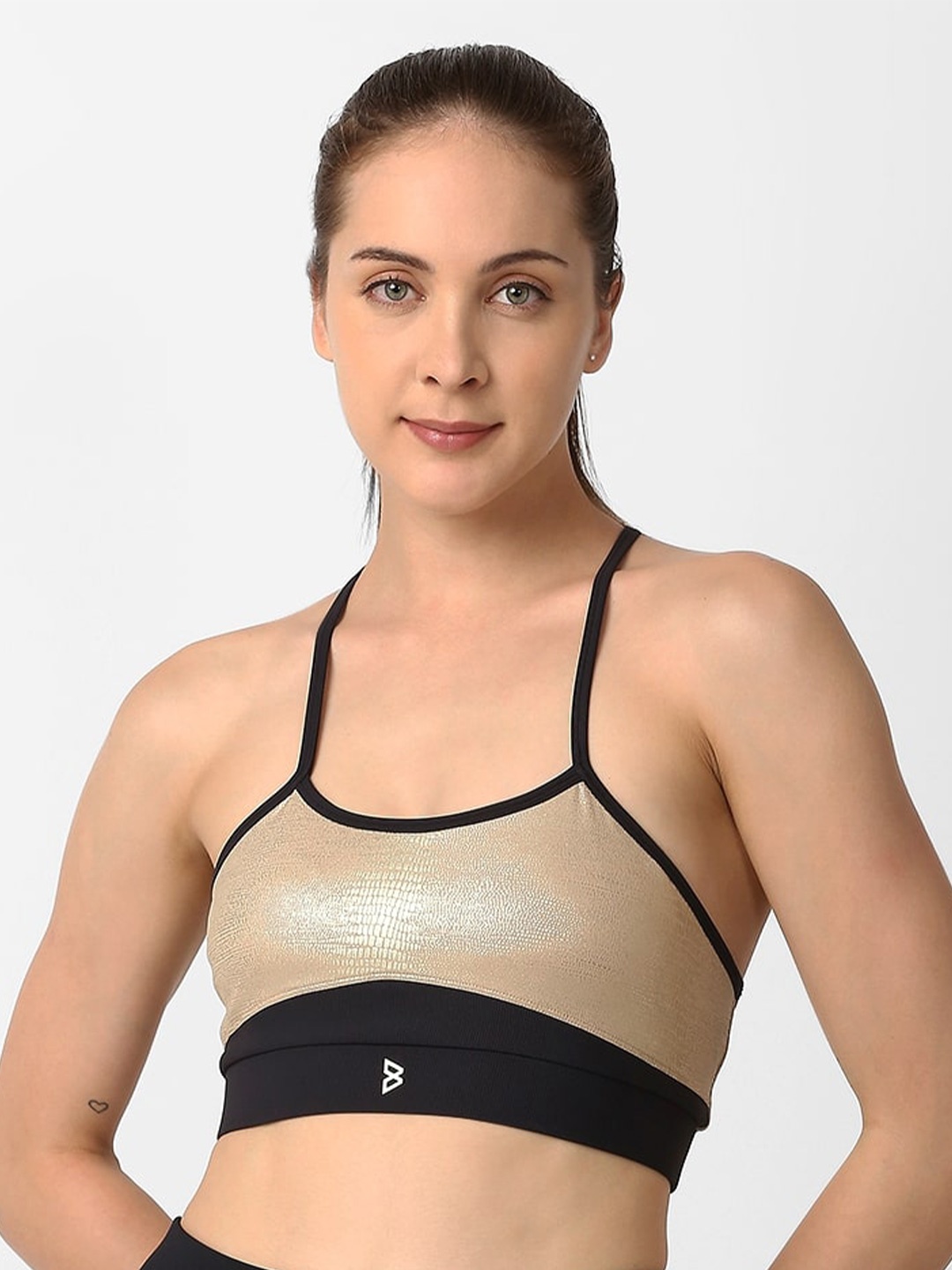 

BODD ACTIVE Colourblocked Full Coverage Lightly Padded Bra, Gold