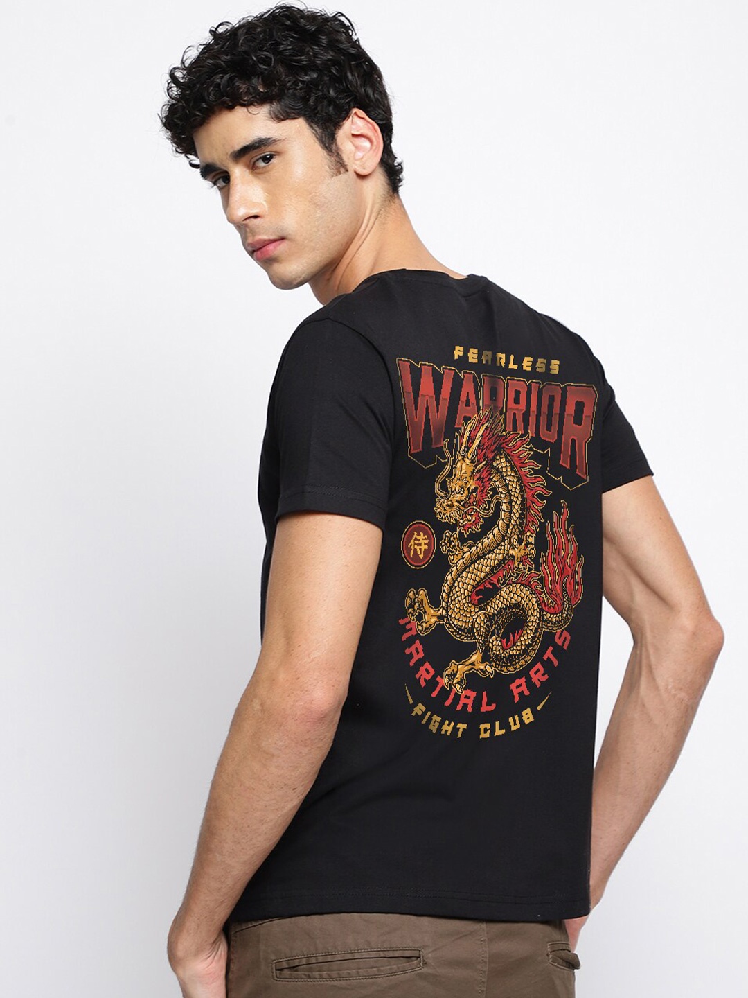 

THREADCURRY Typography Graphic Anime Printed Cotton T-shirt, Black