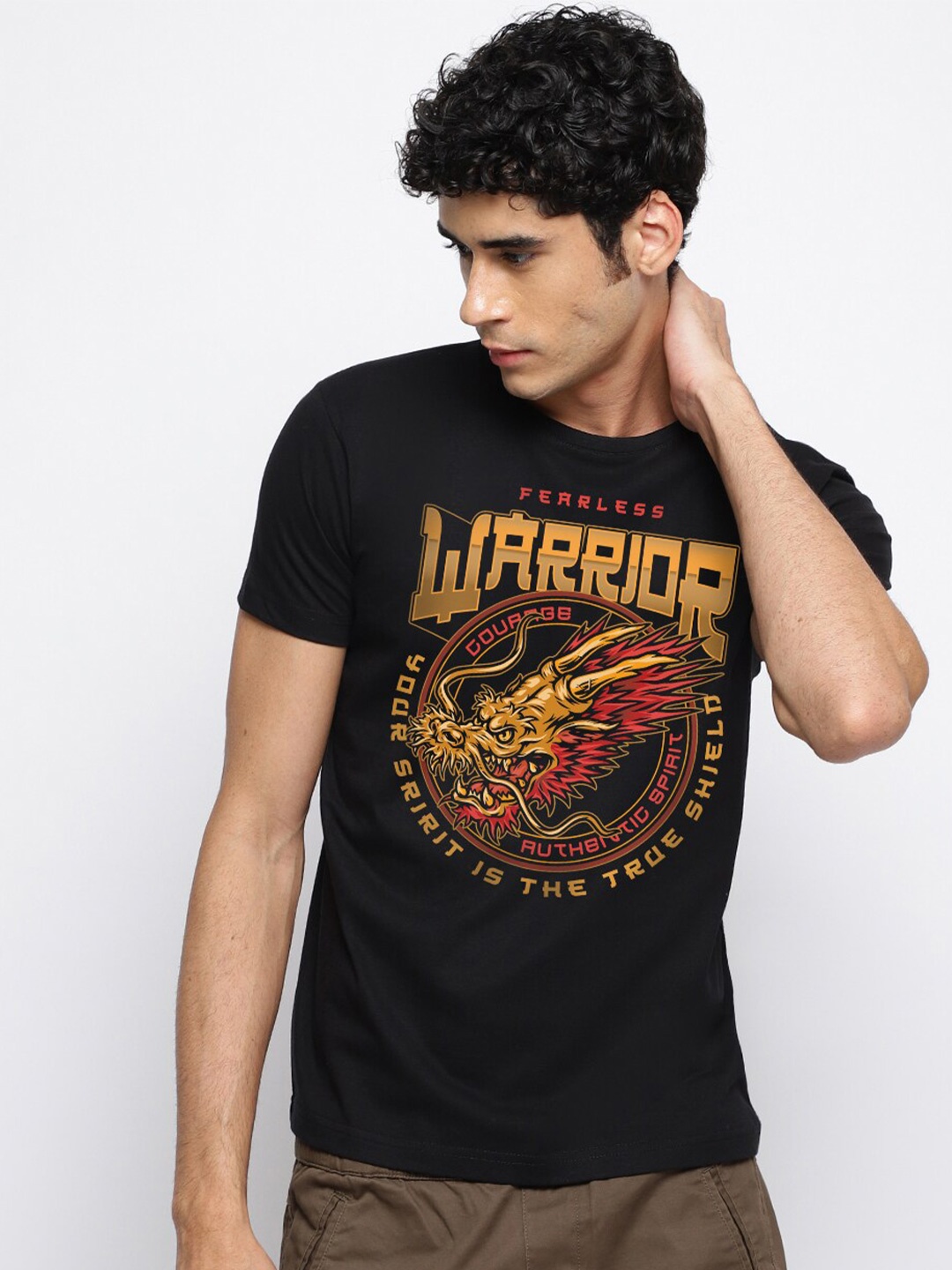 

THREADCURRY Anime Printed Tshirt, Black