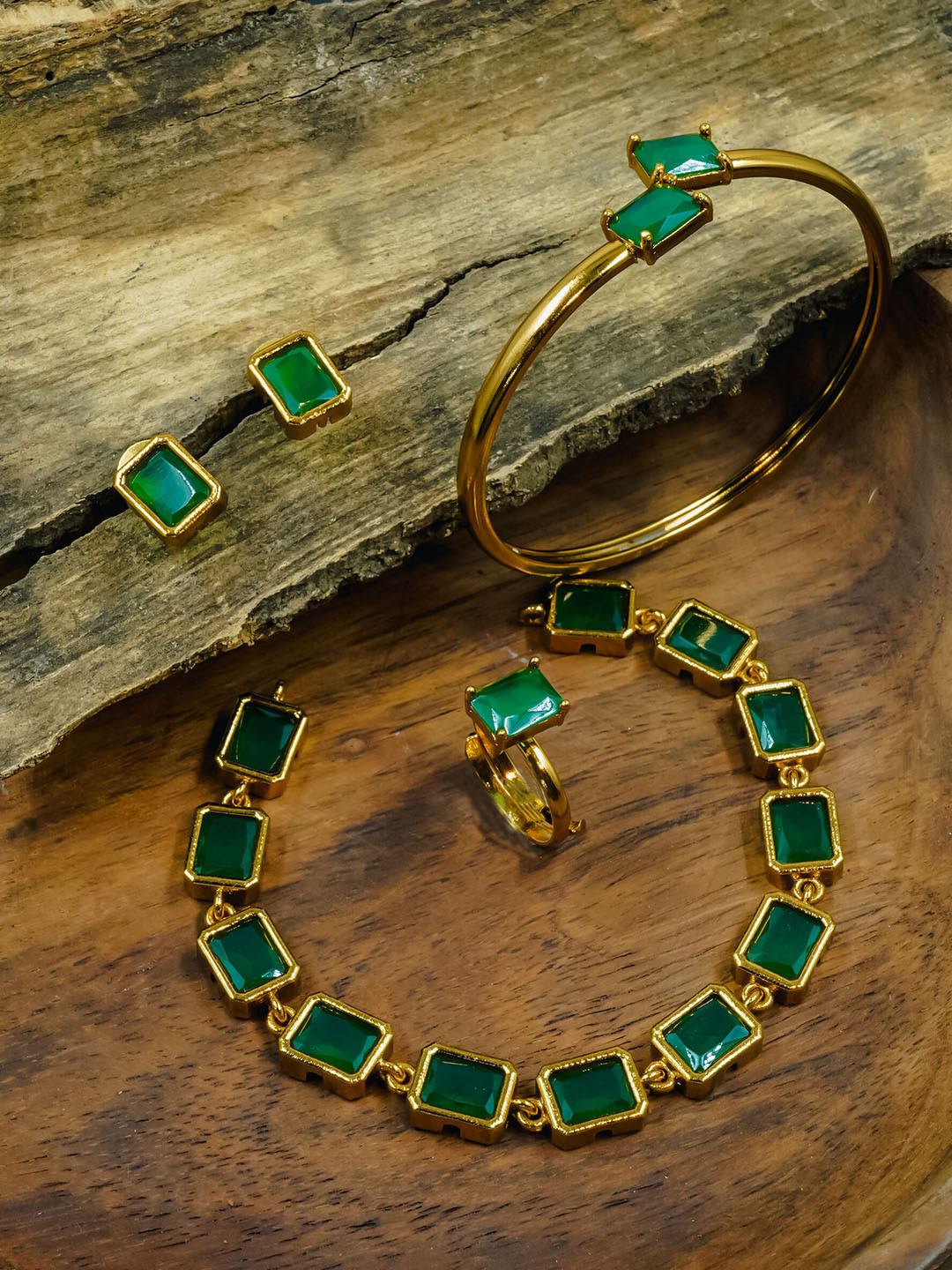 

GRIIHAM Gold-Plated CZ Studded Jewellery Set