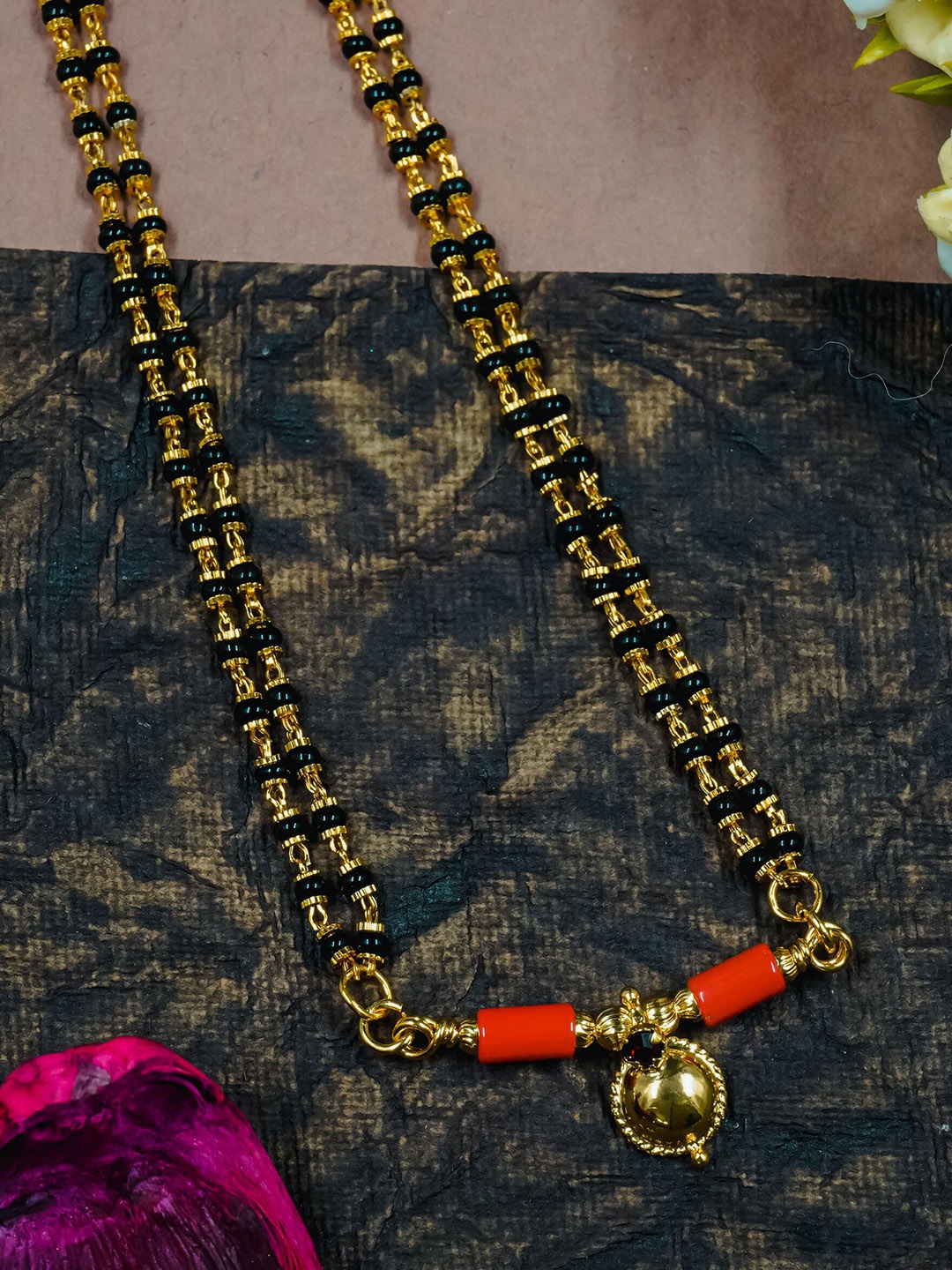 

GRIIHAM Gold-Plated Beaded Mangalsutra