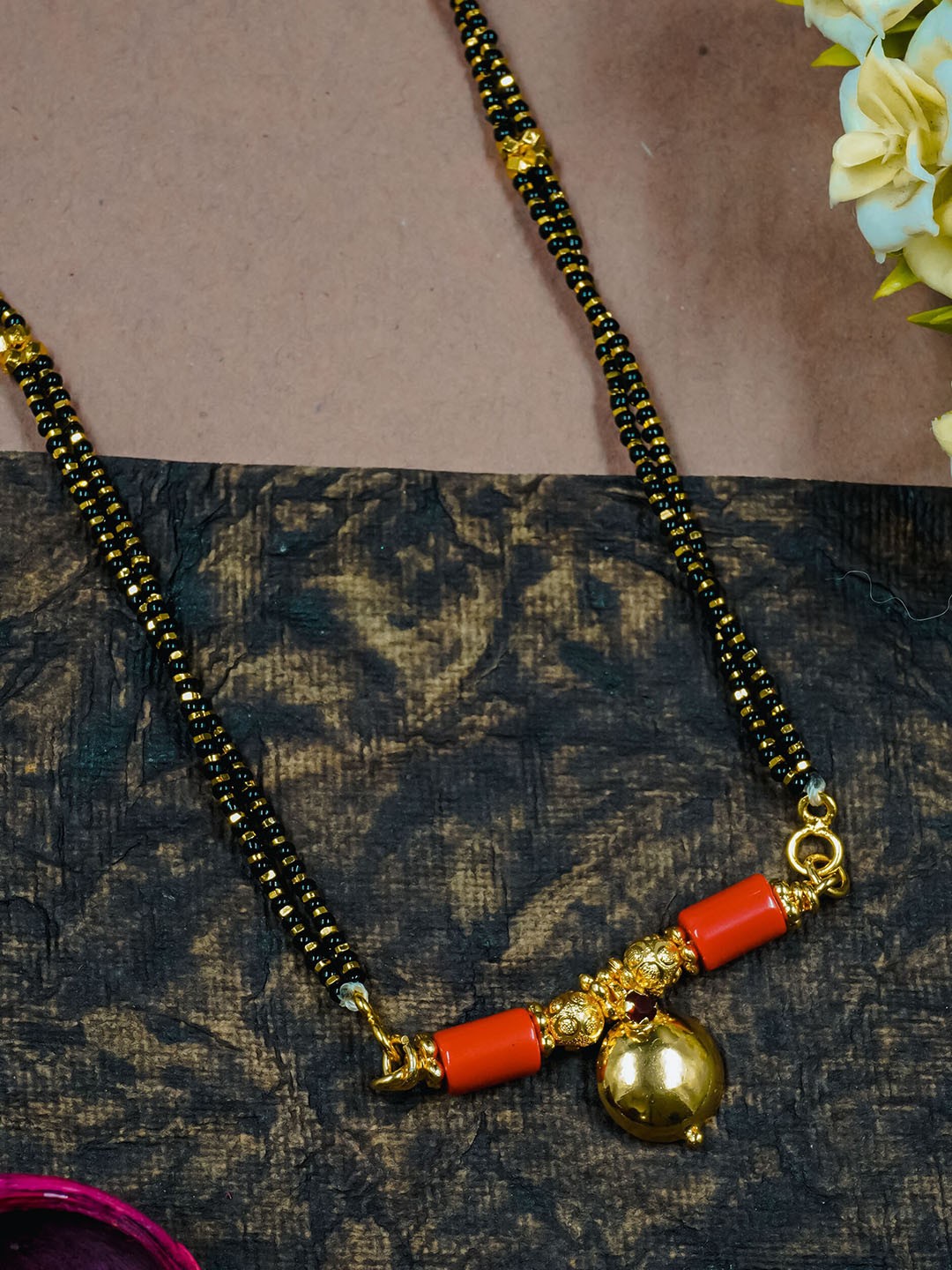 

GRIIHAM Gold-Plated Beaded Mangalsutra