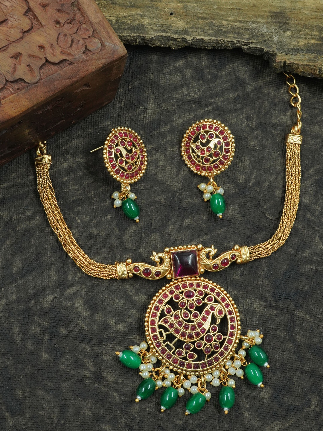 

GRIIHAM Gold-Plated AD Studded Jewellery Set
