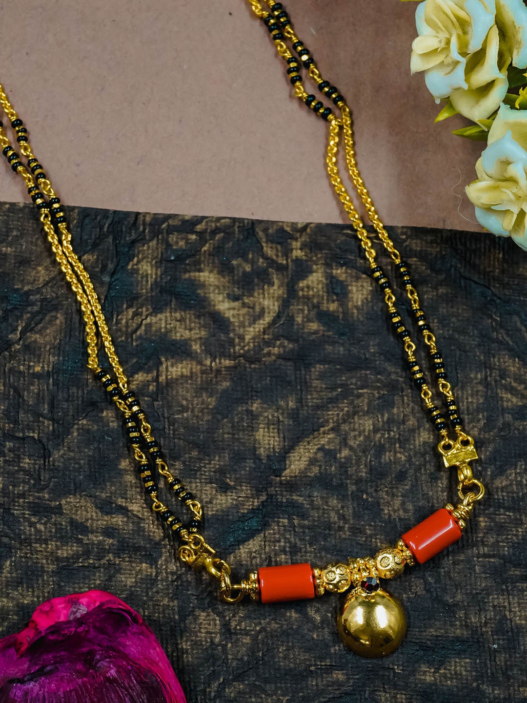 

GRIIHAM Gold-Plated Beaded Mangalsutra