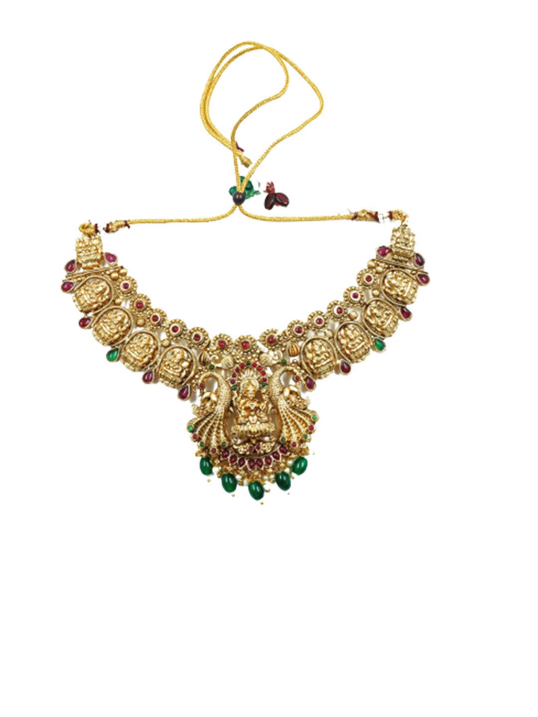 

GRIIHAM Gold-Plated CZ Studded Necklace & Earring With Maang Tika Set