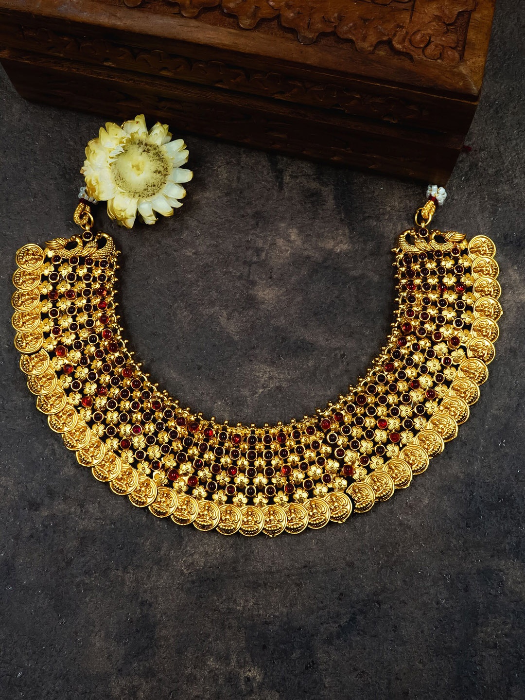 

GRIIHAM Gold-Plated Statement Stone Studded Temple Necklace