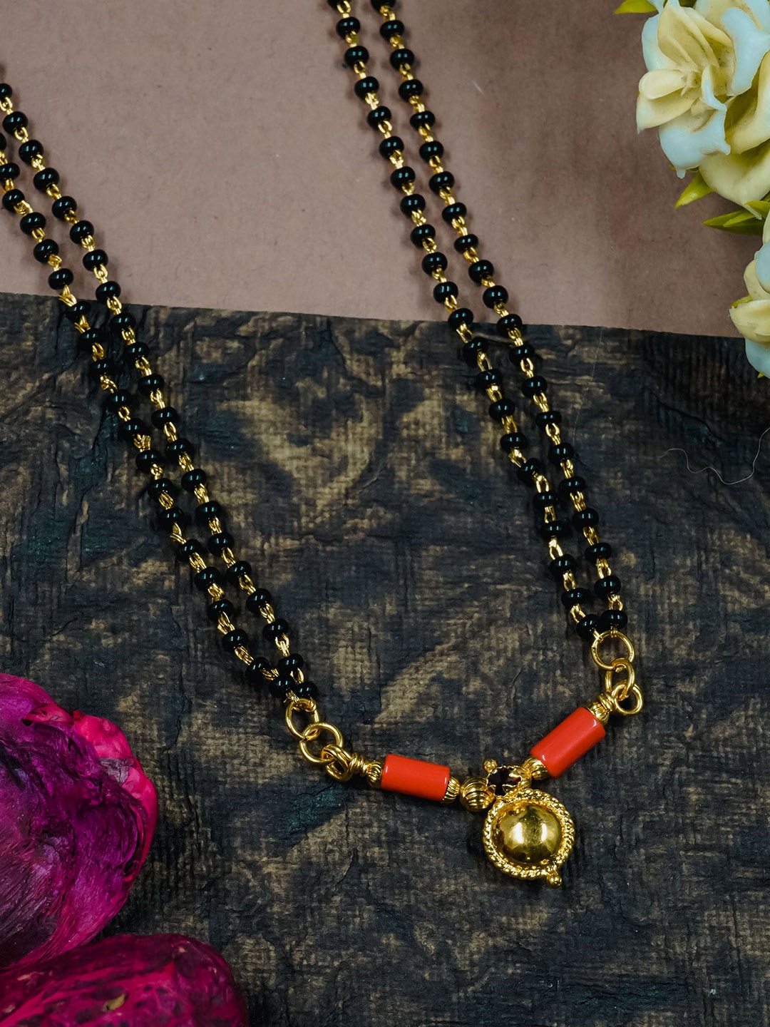 

GRIIHAM Gold-Plated Beaded Mangalsutra