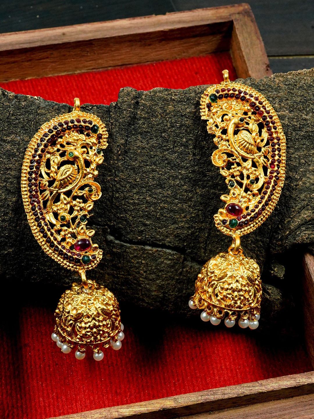 

GRIIHAM Gold-Plated Contemporary Jhumkas Earrings