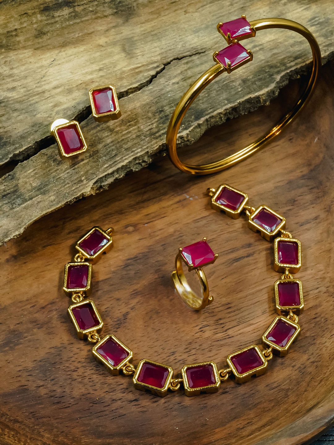 

GRIIHAM Gold-Plated CZ Studded Jewellery Set