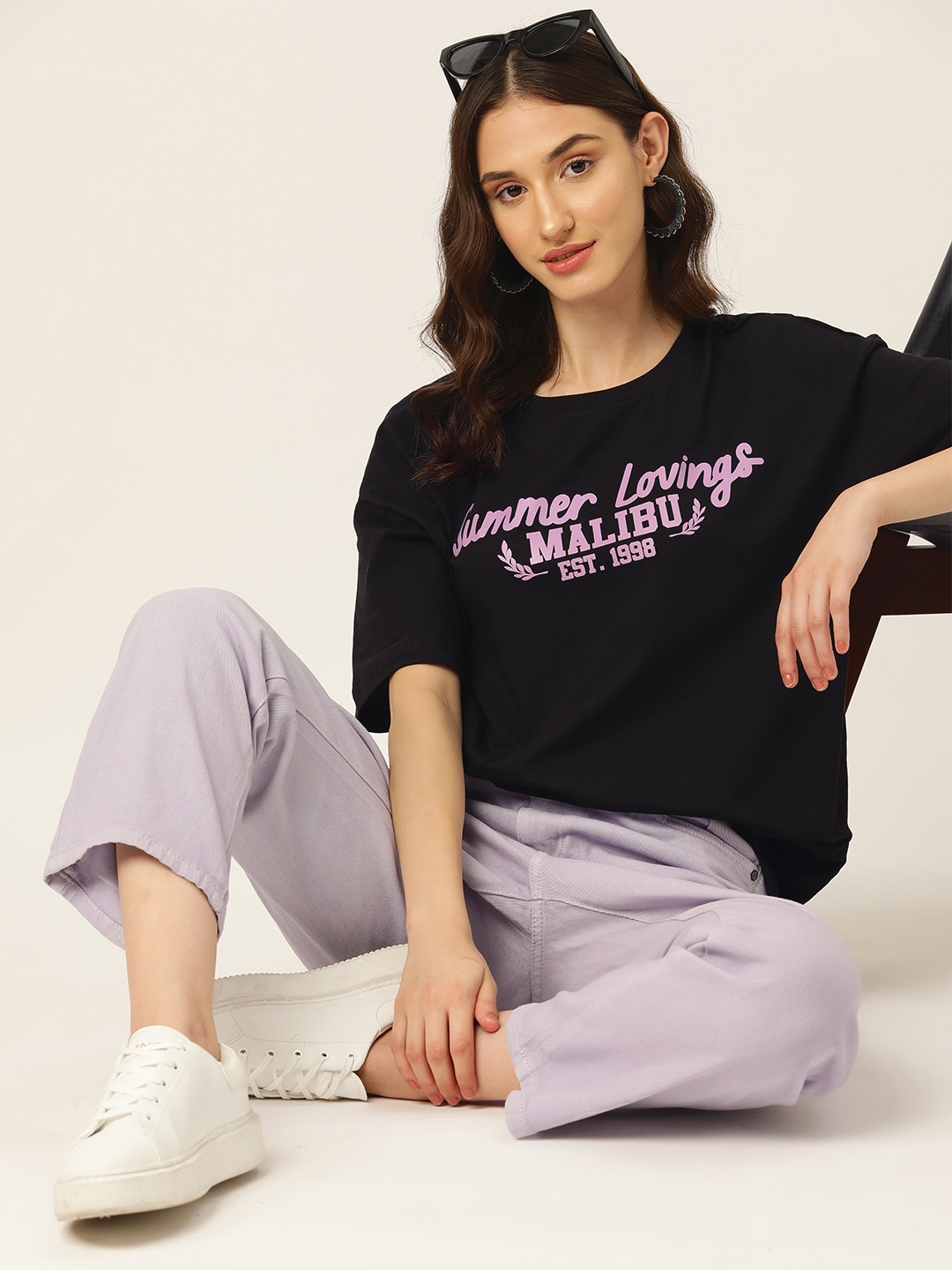 

DressBerry Typography Printed Pure Cotton T-shirt, Black