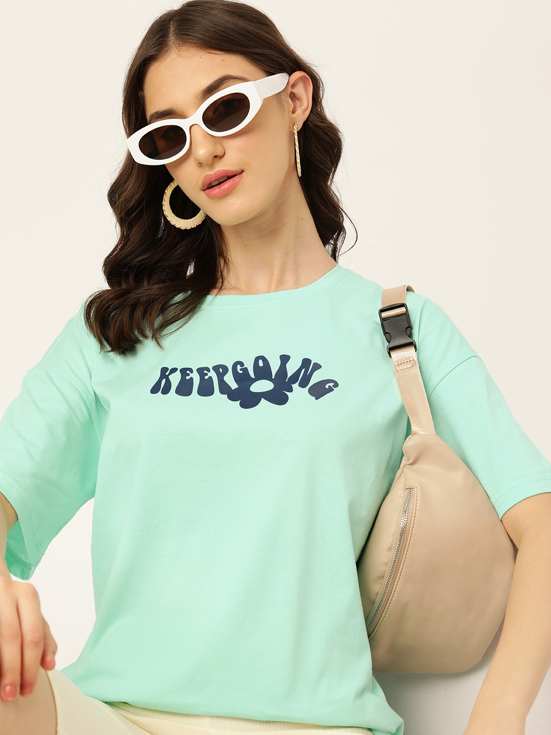 

DressBerry Typography Printed Pure Cotton T-shirt, Sea green