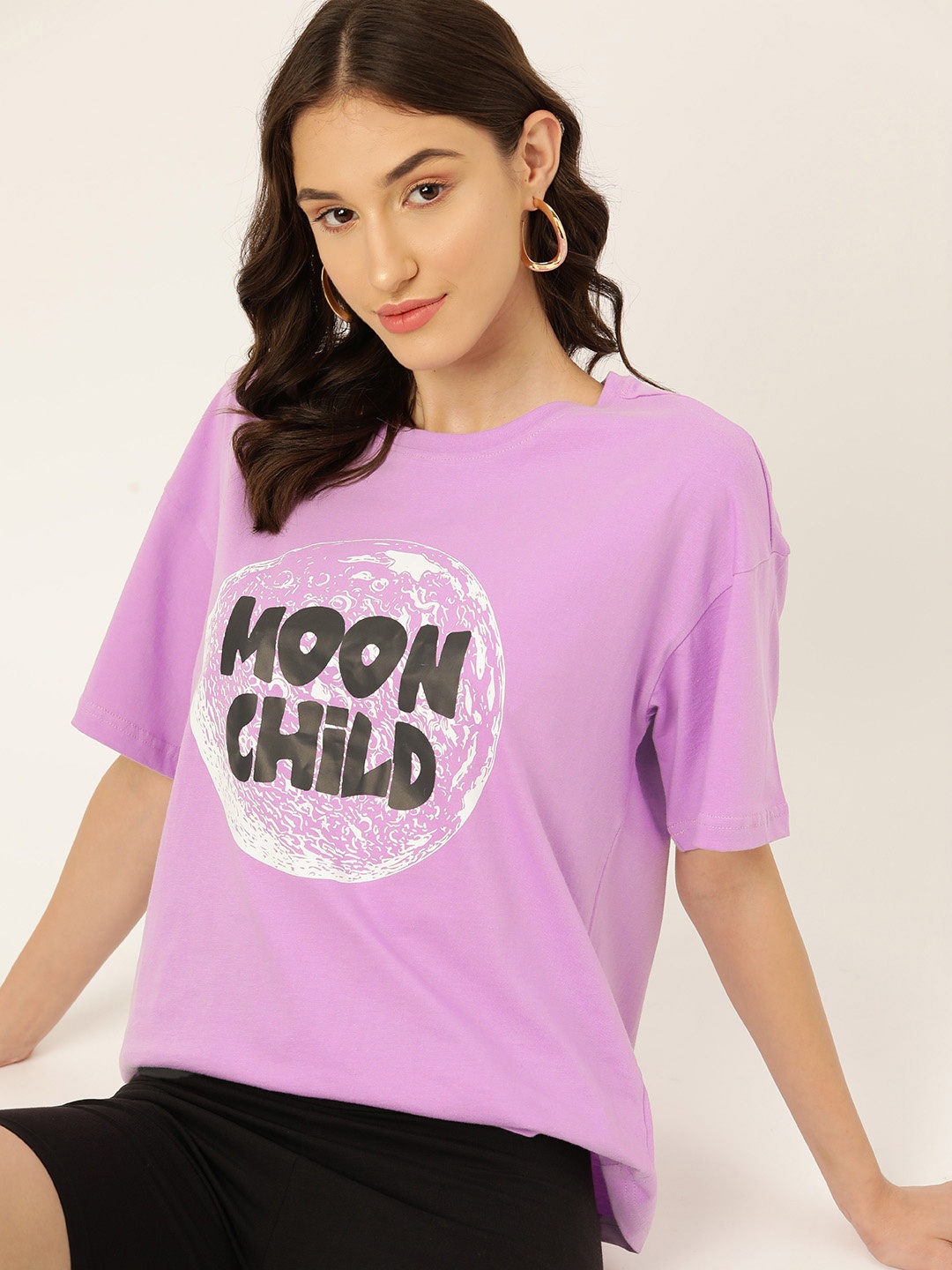 

DressBerry Typography Printed Pure Cotton T-shirt, Lavender