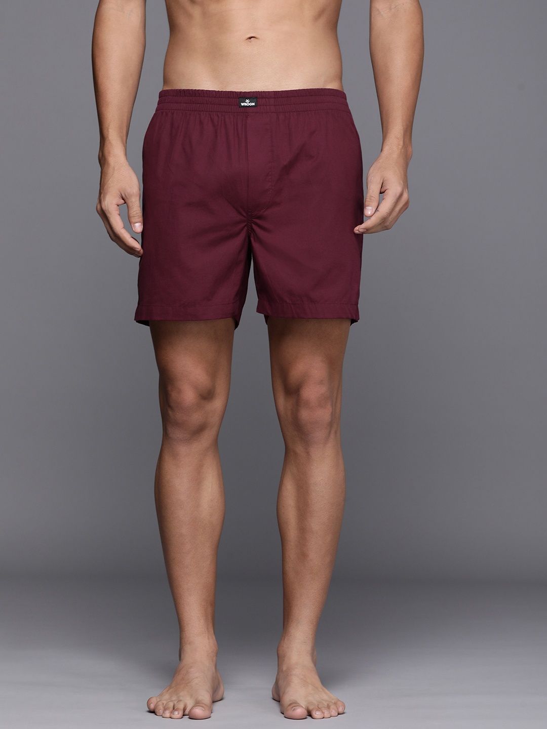 

WROGN Men Pure Cotton Solid Relaxed Fit Boxers WQBX2058, Maroon