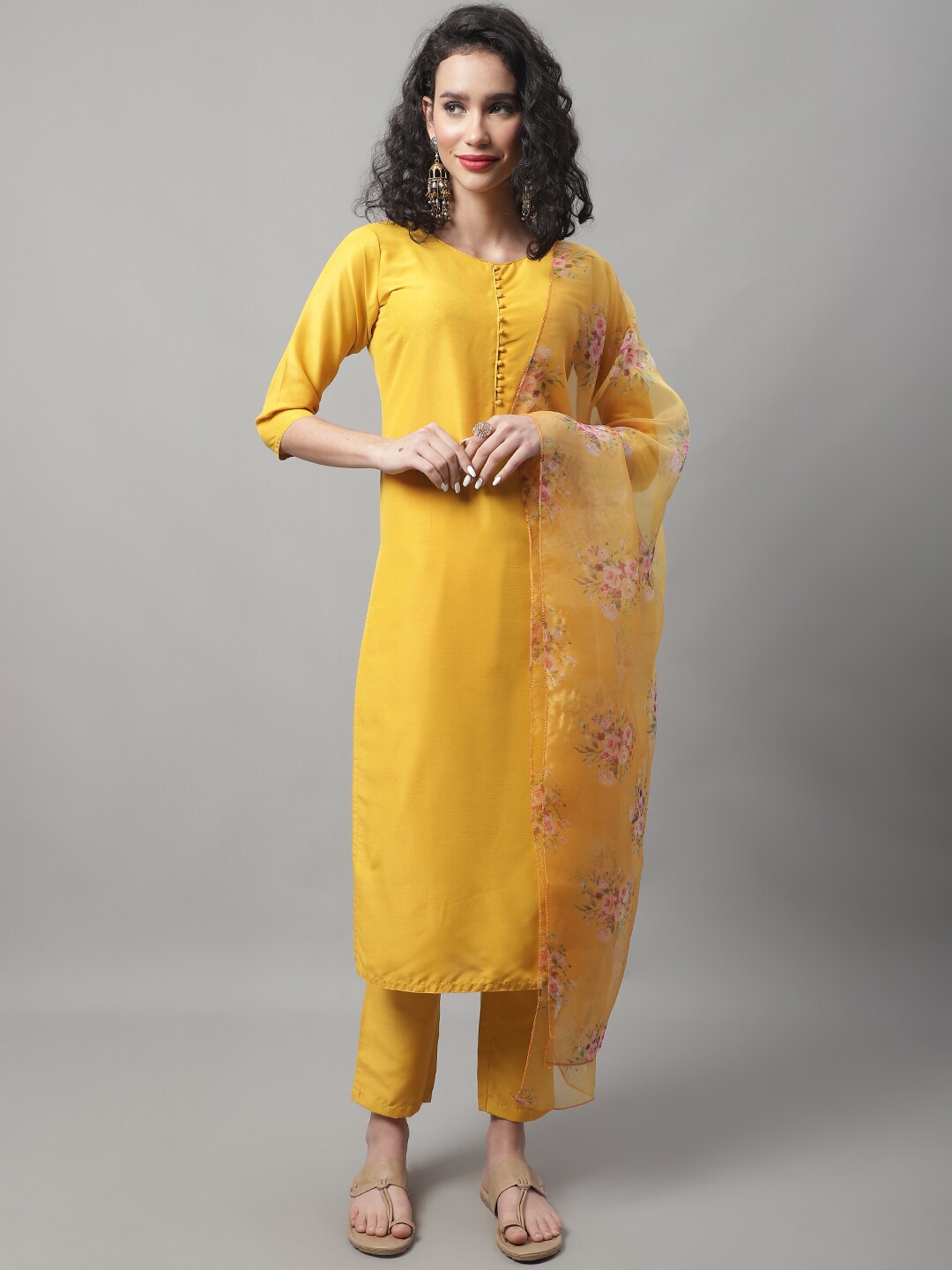 

KALINI Regular Kurta With Trousers & Dupatta, Yellow