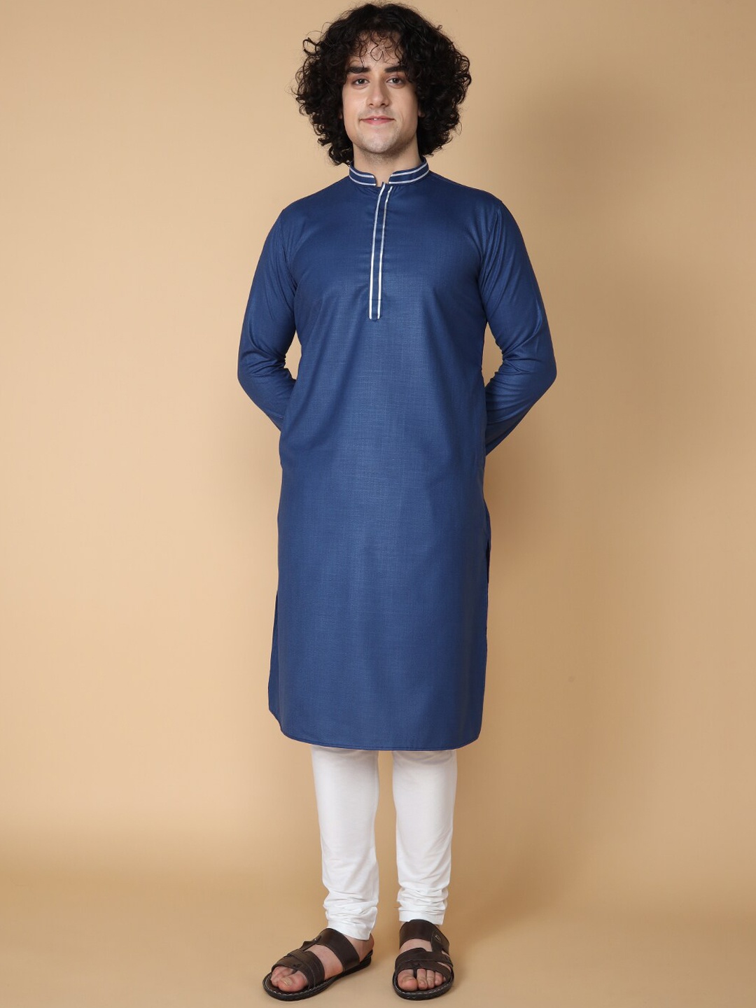 

TABARD Men Blue Regular Pure Cotton Kurta with Churidar