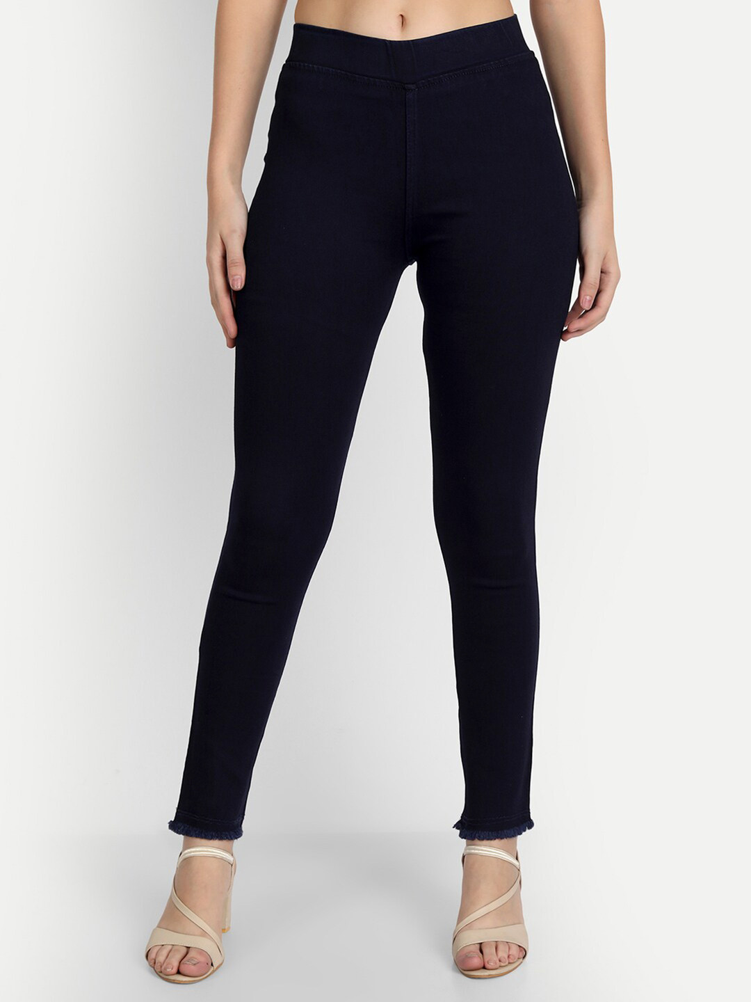 

BAESD Regular Fit Cotton Jeggings, Navy blue