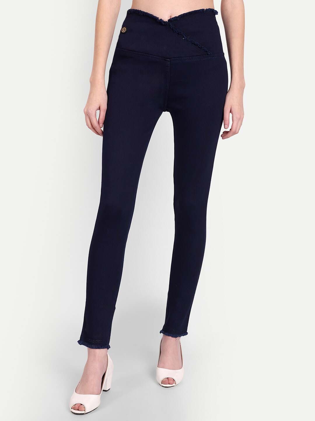 

BAESD Women Regular-Fit Cotton Denim Jeggings, Navy blue