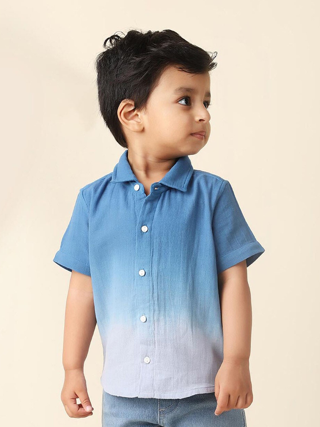 

Fabindia Boys Tie & Dye Cotton Casual Shirt, Blue