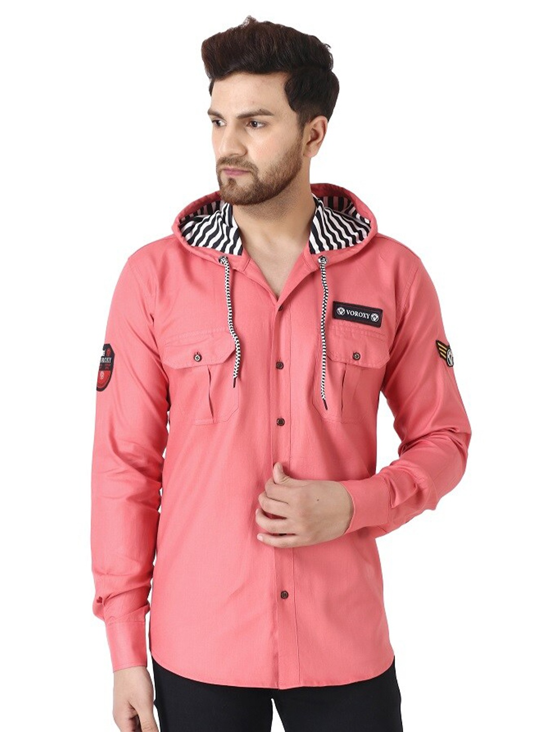 

Voroxy Hooded Opaque Casual Shirt, Lavender